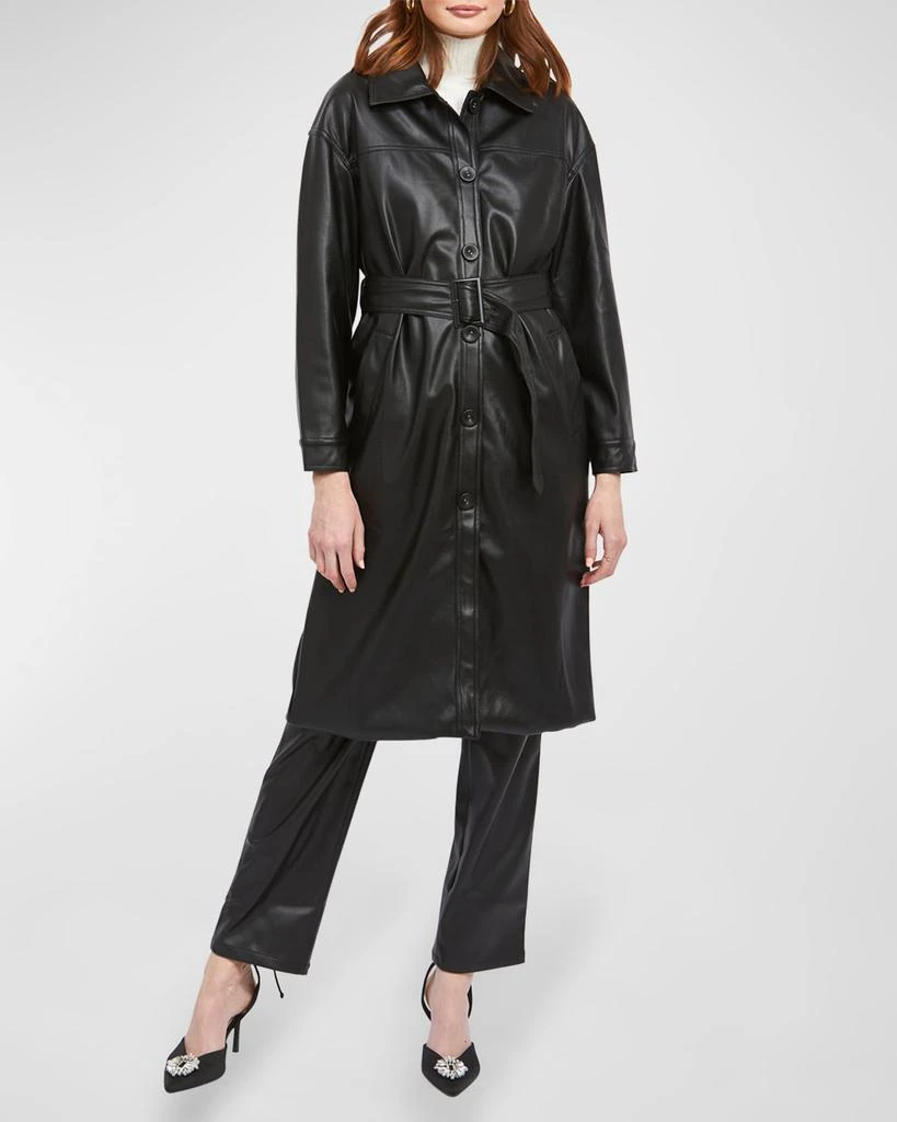 En Saison Cordon Vegan Leather Trench Coat 2