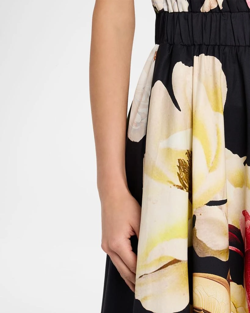 knee length dresses for ladies Black Multi Long Sleeve Ditsy Floral Chiffon Midi Dress