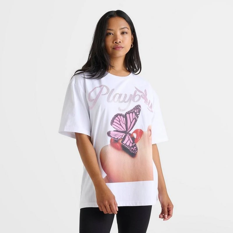 Playboy Women
s Playboy Butterfly Photo T-Shirt 3