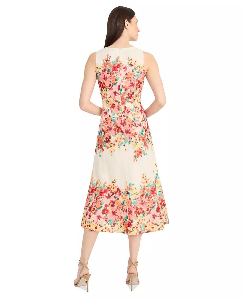 Maggy London Women's Floral-Print Cotton Midi Dress