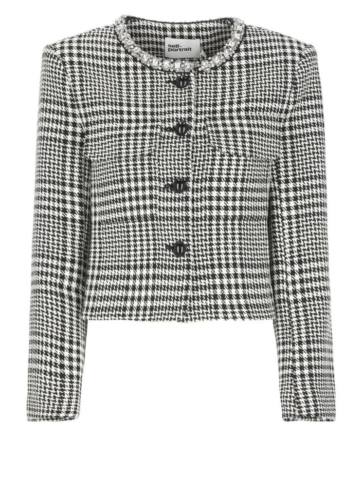 Self-Portrait Boucle Contrast Collar Jacket – On Sale Now