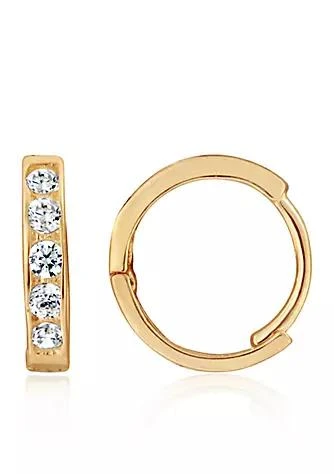 Belk 
Co. Kids Cubic Zirconia Hoop Earrings in 14K Yellow Gold