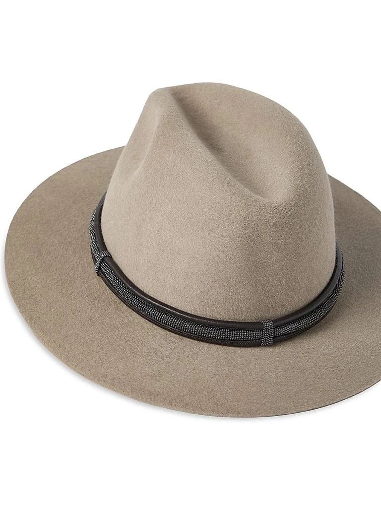 Brunello Cucinelli Felt Fedora with Leather and Monili Band  display picture 2