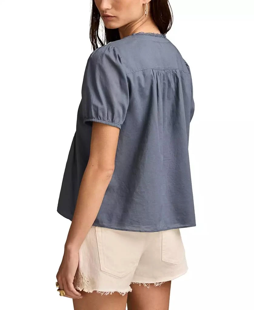 Lucky Brand Women's Cotton Short-Sleeve Pintuck Top 2
