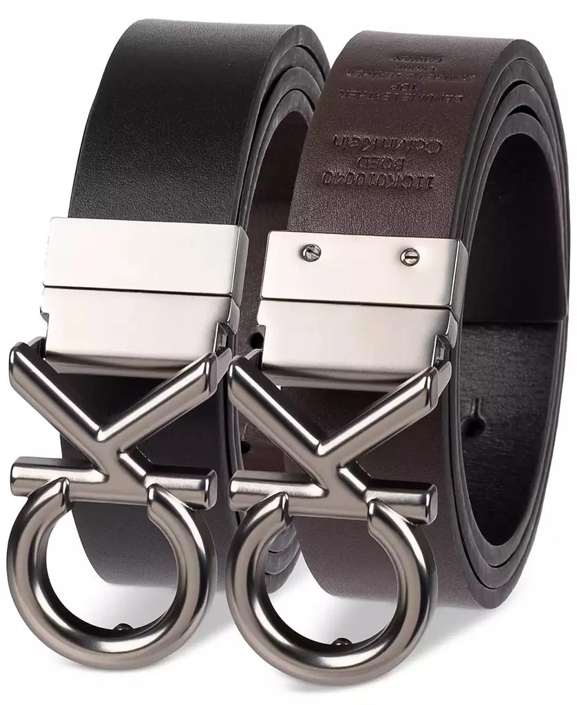 Calvin Klein Men's Monogram Buckle Reversible Leather Belt 5