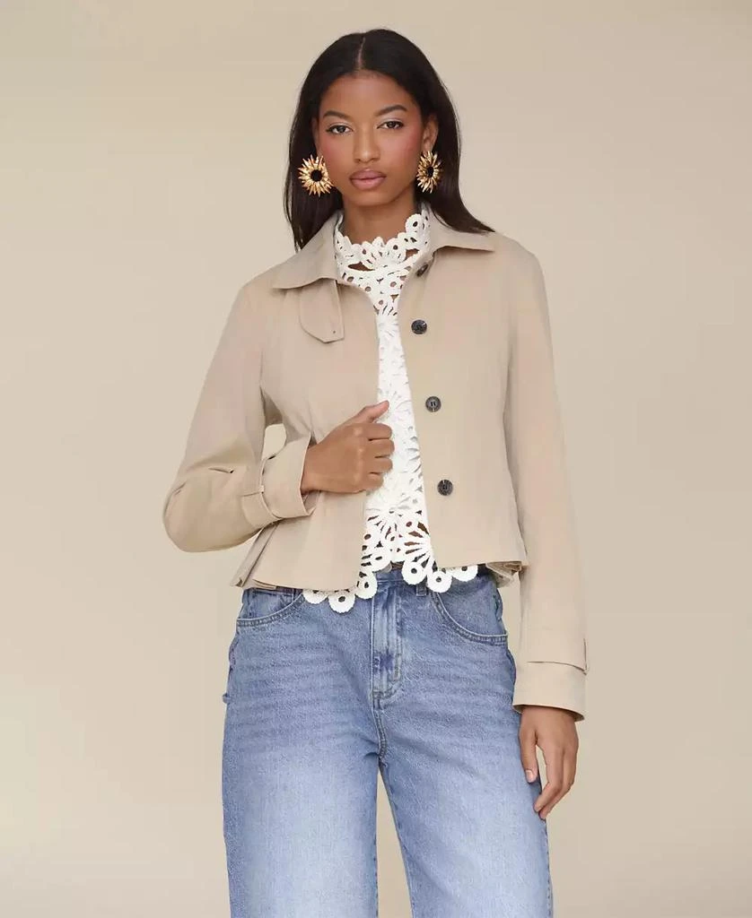 Avec Les Filles Women's Peplum Cropped Trench Coat 1