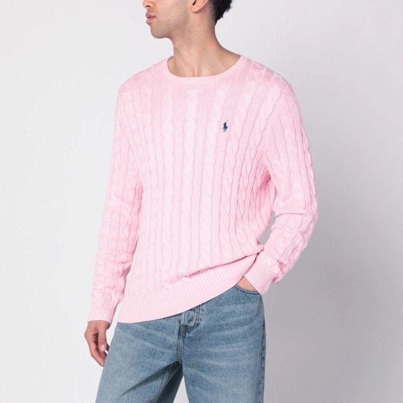 Ralph Lauren PINK CABLE-KNIT COTTON SWEATER 1