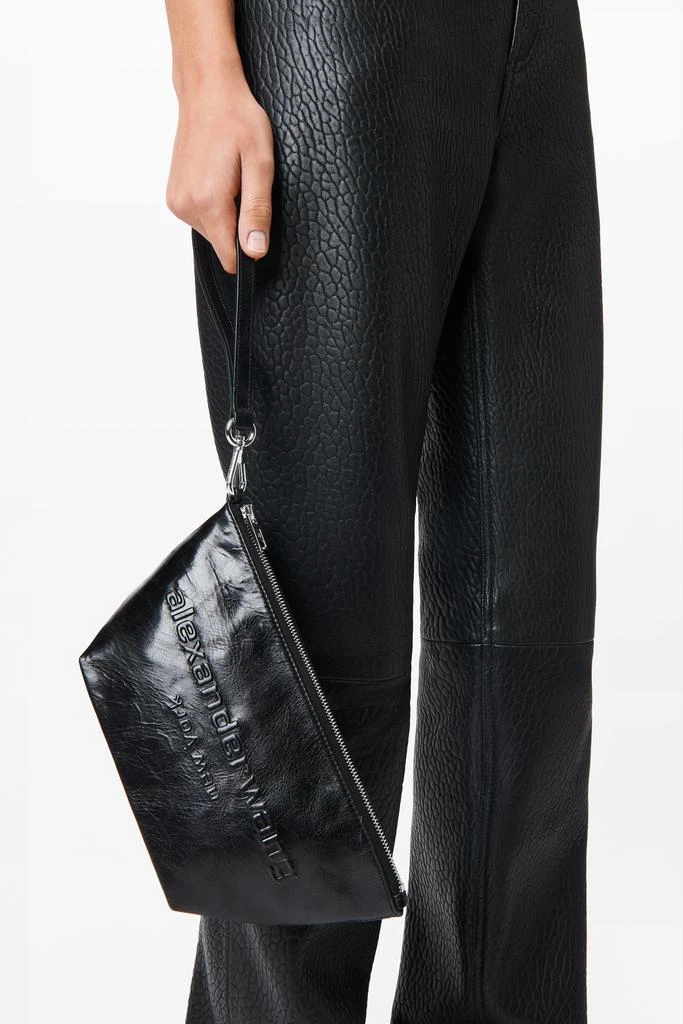 Alexander Wang punch wristlet strap pouch in crackle patent leather 3