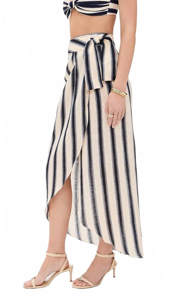 JOHANNA ORTIZ Waves Of Destiny Skirt In Swim Tie Dye Lines/ Ecru/ Blue