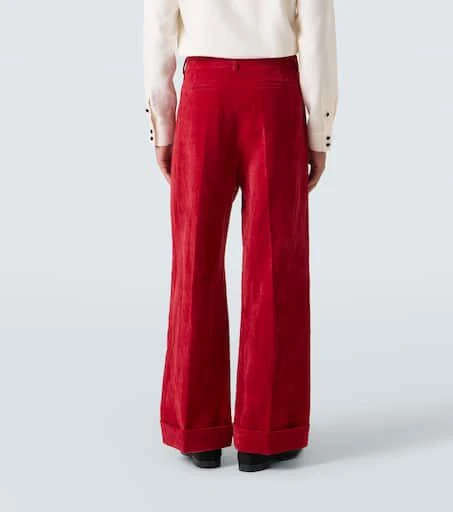 Valentino Cotton and linen velvet wide-leg pants 4