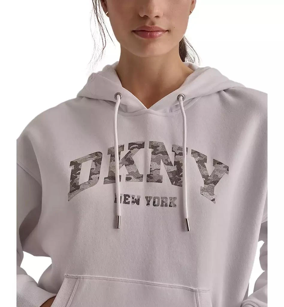 DKNY Sport Women's Varsity Camo Sparkle Logo Fleece Hooded Sweatshirt 4