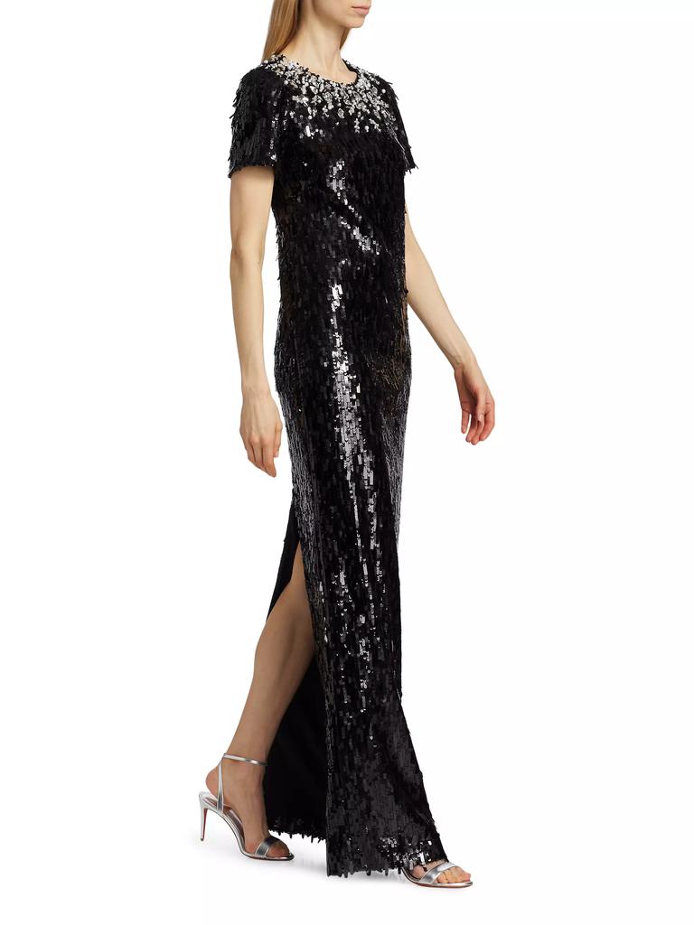Pamella Roland Embellished Neckline Sequined Gown