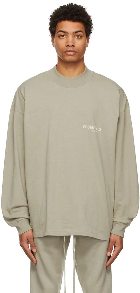 Essentials Green Cotton Jersey Long Sleeve T-Shirt 1