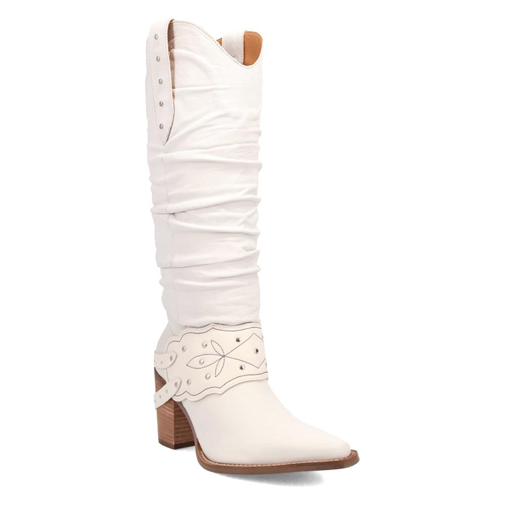 Dingo Grit N' Grace Slouchy Studded Snip Toe Pull On Cowboy Boots