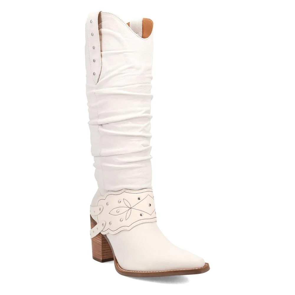 Dingo Grit N' Grace Slouchy Studded Snip Toe Pull On Cowboy Boots 2