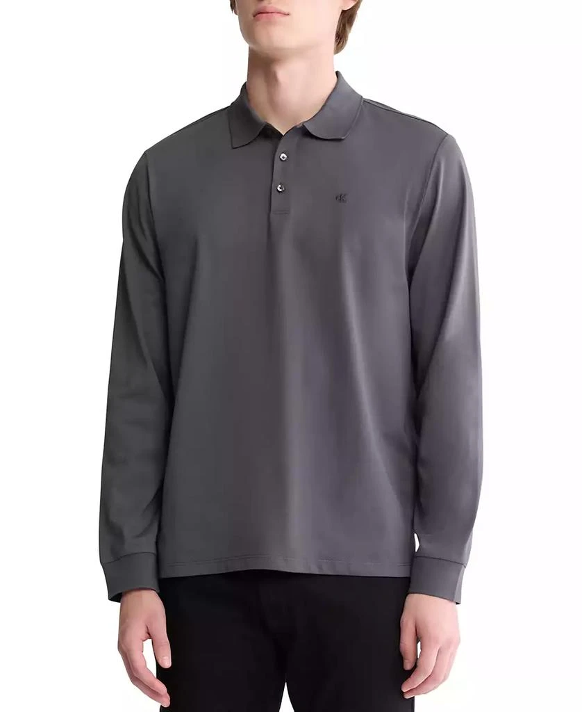 Calvin Klein Men's Smooth Cotton Long-Sleeve Polo Shirt 1