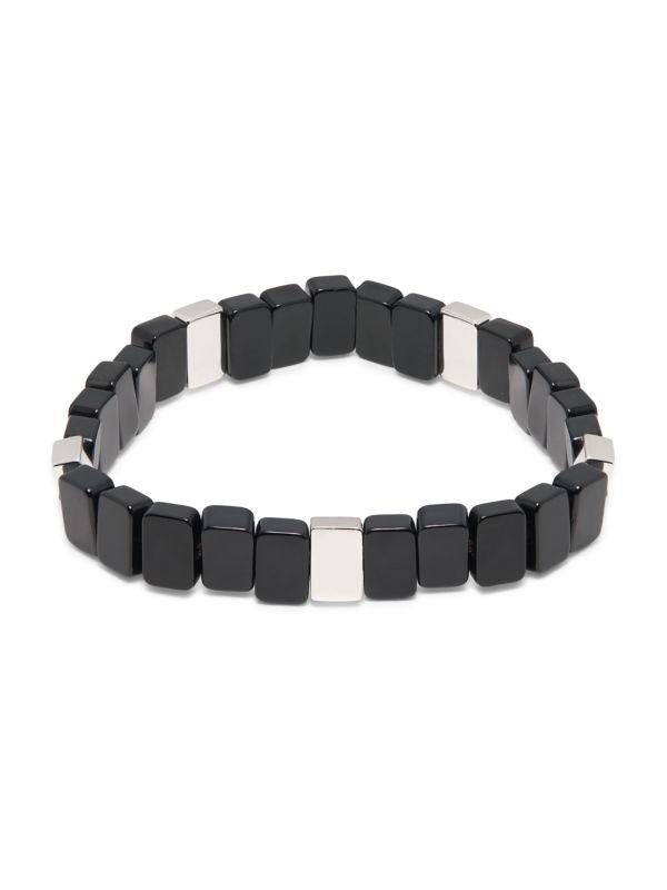 Tateossian Black IP & Sterling Silver Beaded Bracelet