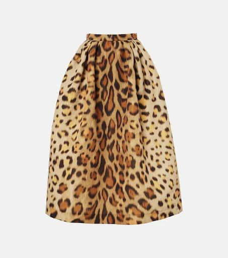 Oscar de la Renta Leopard-print faille midi skirt 1