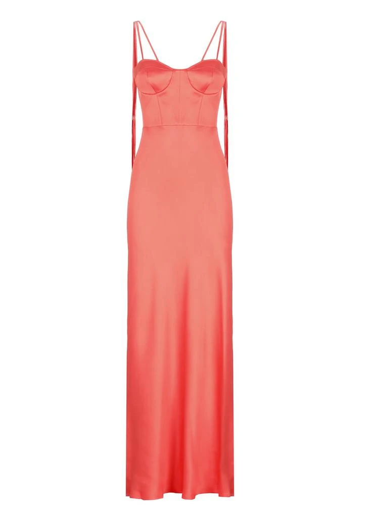 open lace back dress Sleeveless midi dress in floral jacquard with belt main image 1