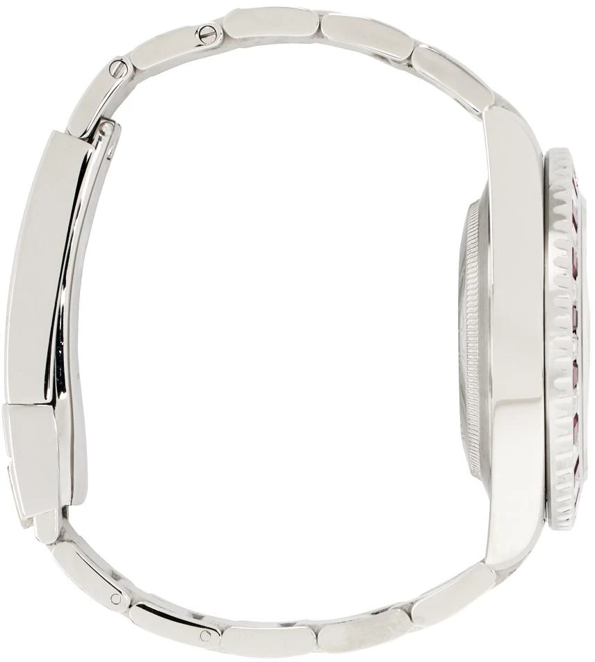 Bape Silver & Red Type 1 Crystal Stone Watch 4
