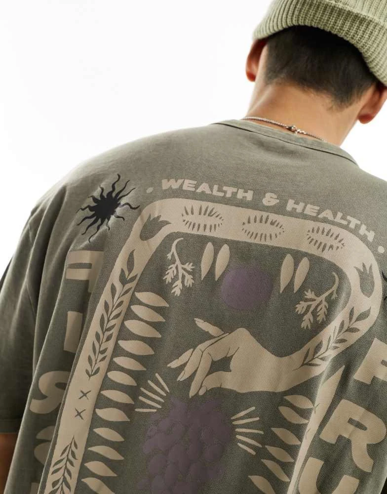 ASOS ASOS DESIGN oversized t-shirt in heavyweight 220gsm washed brown with back abstract art print 4