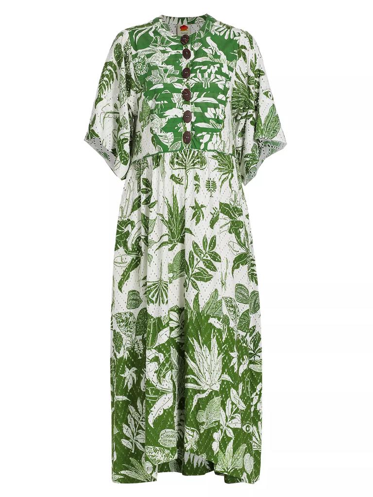 Farm Rio Forest Soul Elbow-Length Sleeve Midi-Dress