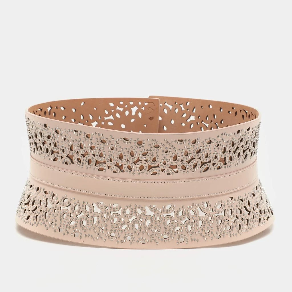 Alaia Alaia Light Pink Laser Cut Leather Corset Belt 70CM 3