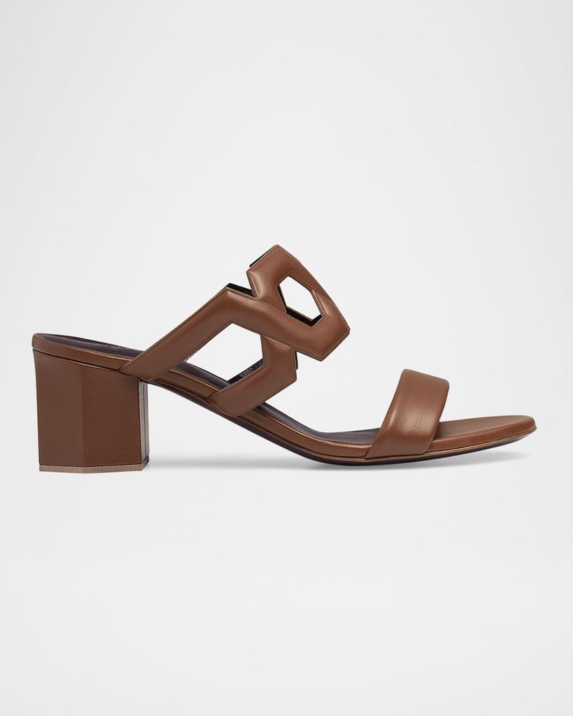 Bougeotte Leather Block-Heel Slide Sandals