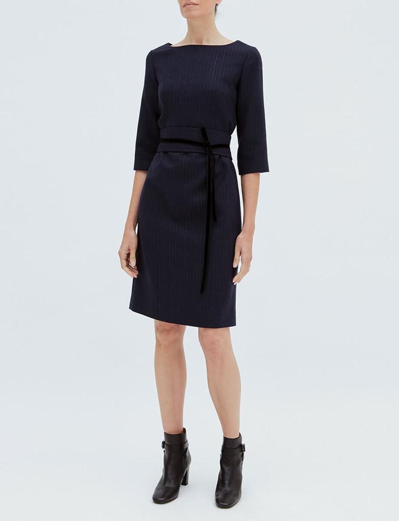 INES DE LA FRESSANGE Navy blue wool Justine dress