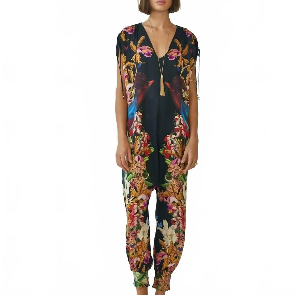 Carolina K Sera V-Neck Jumpsuit In Divine Birds Black 4