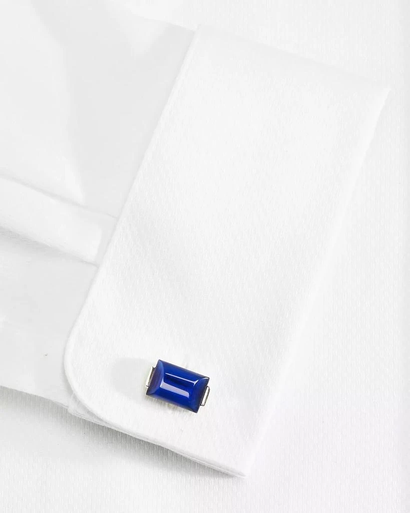LINK UP Men's Curve Rectangle Lapis Cufflinks 3