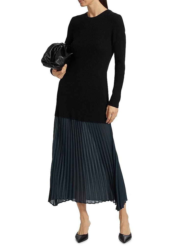 Lingua Franca Jerry Mixed-Media Long-Sleeve Midi-Dress 3