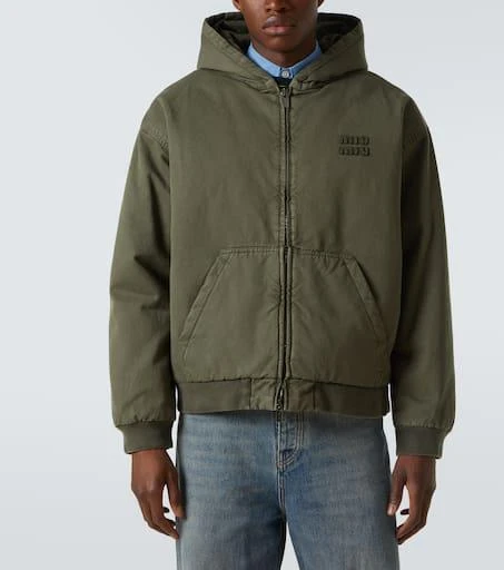 Miu Miu Logo cotton gabardine zip-up hoodie 3