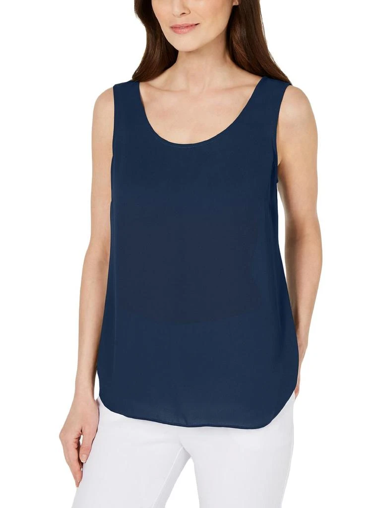 Alfani Womens Scoop Neck Sleeveless Shell 1