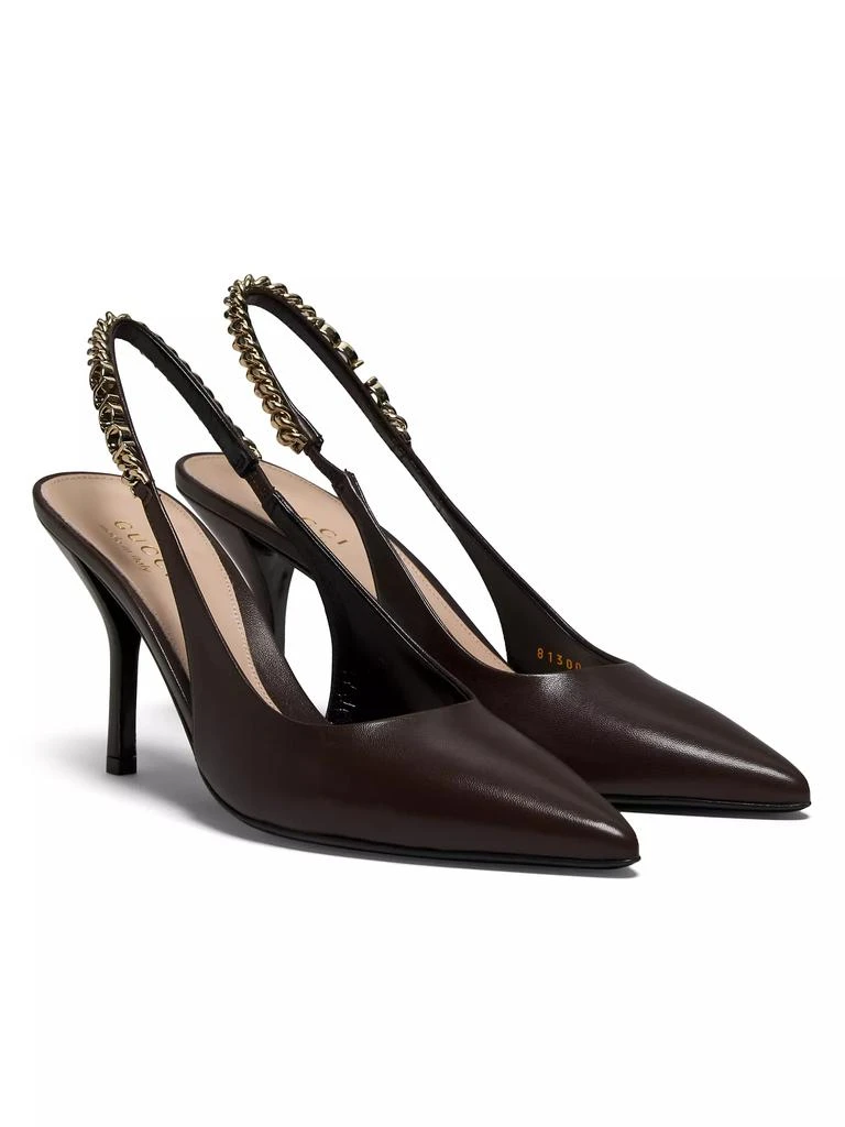 Gucci Signoria 105MM Leather Chain Slingback Pumps 1