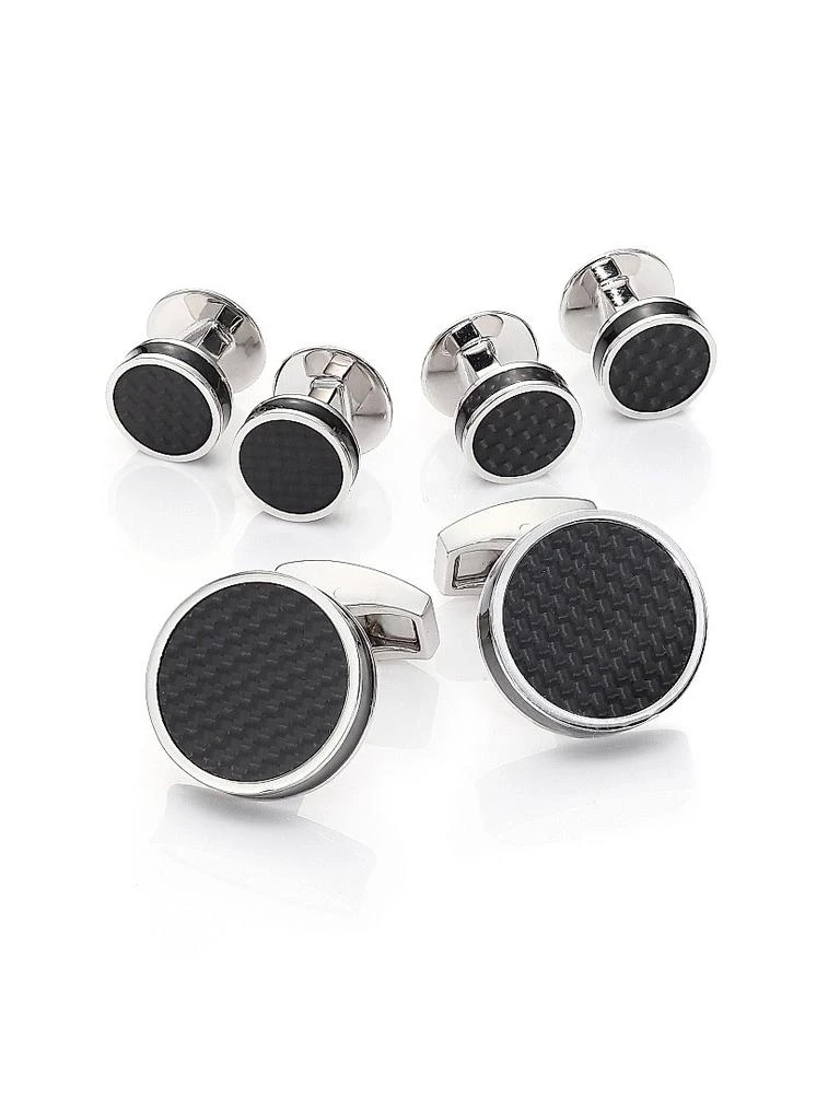Tateossian Round Carbon Fiber Stud Set 1