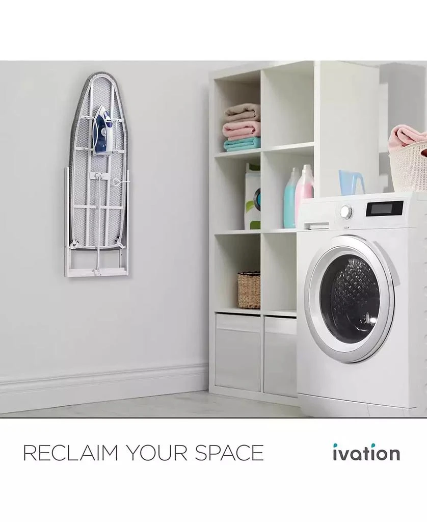 Ivation Wall-Mounted Ironing Board, Foldable Iron Board with Iron Holder, Space Saving Design 5