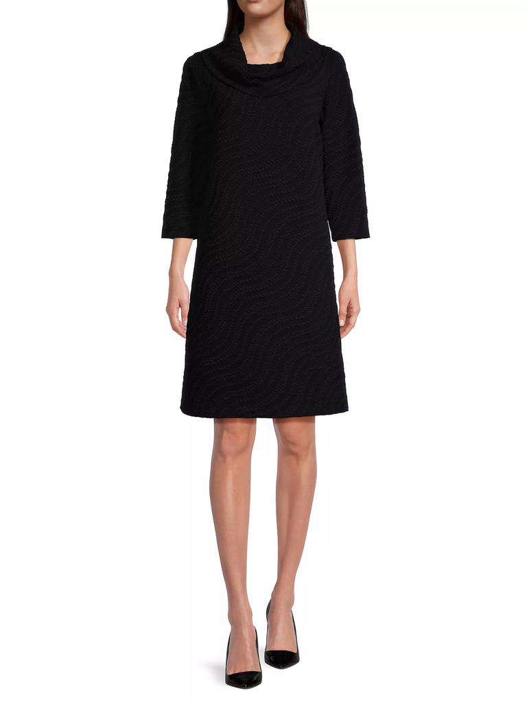 Caroline Rose Opera Knit Cowl-Neck Minidress