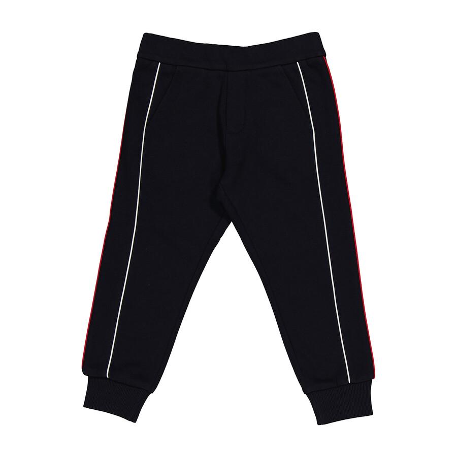 Moncler Boys Navy Cotton Contrasting-Pipe Trim Detail Jogger Trousers