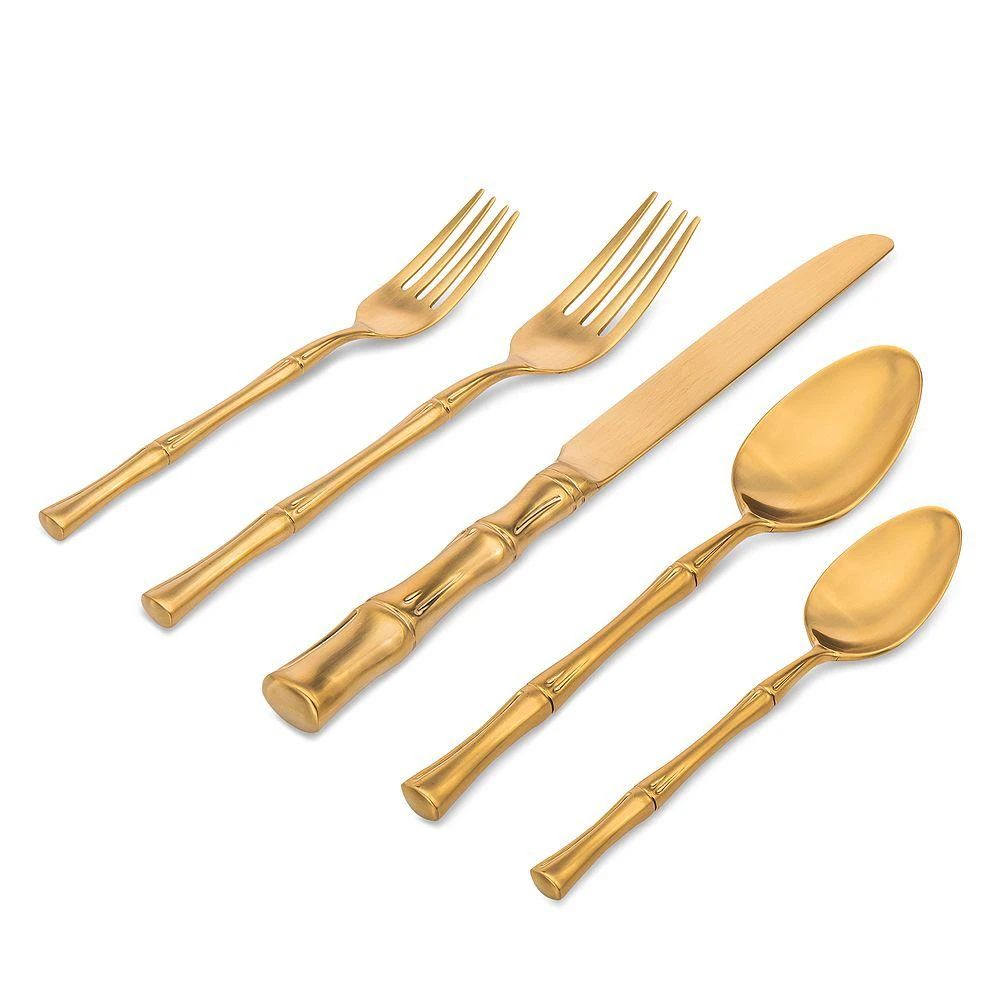 Ricci Argentieri Bamboo Gold Stainless Steel 20 Piece Dining Set 1