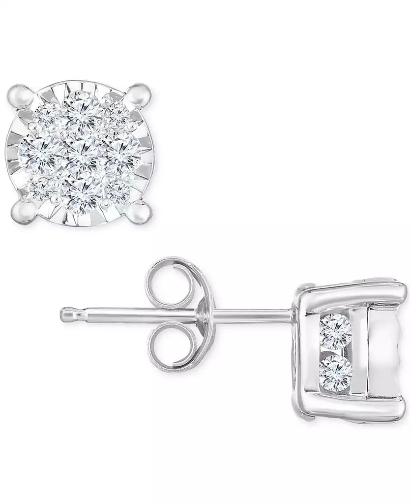 TruMiracle Diamond Cluster Stud Earrings (3/4 ct. t.w.) in 14k White Gold 1