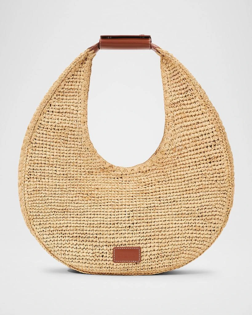 Staud Moon Raffia & Leather Shoulder Bag 2