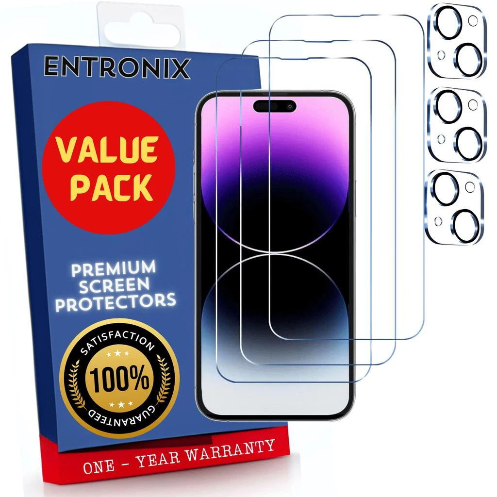 ENTRONIX Entronix Clear Screen Protector 
Camera Lens Protector Compatible with iPhone 15 - 6-Piece Combo
