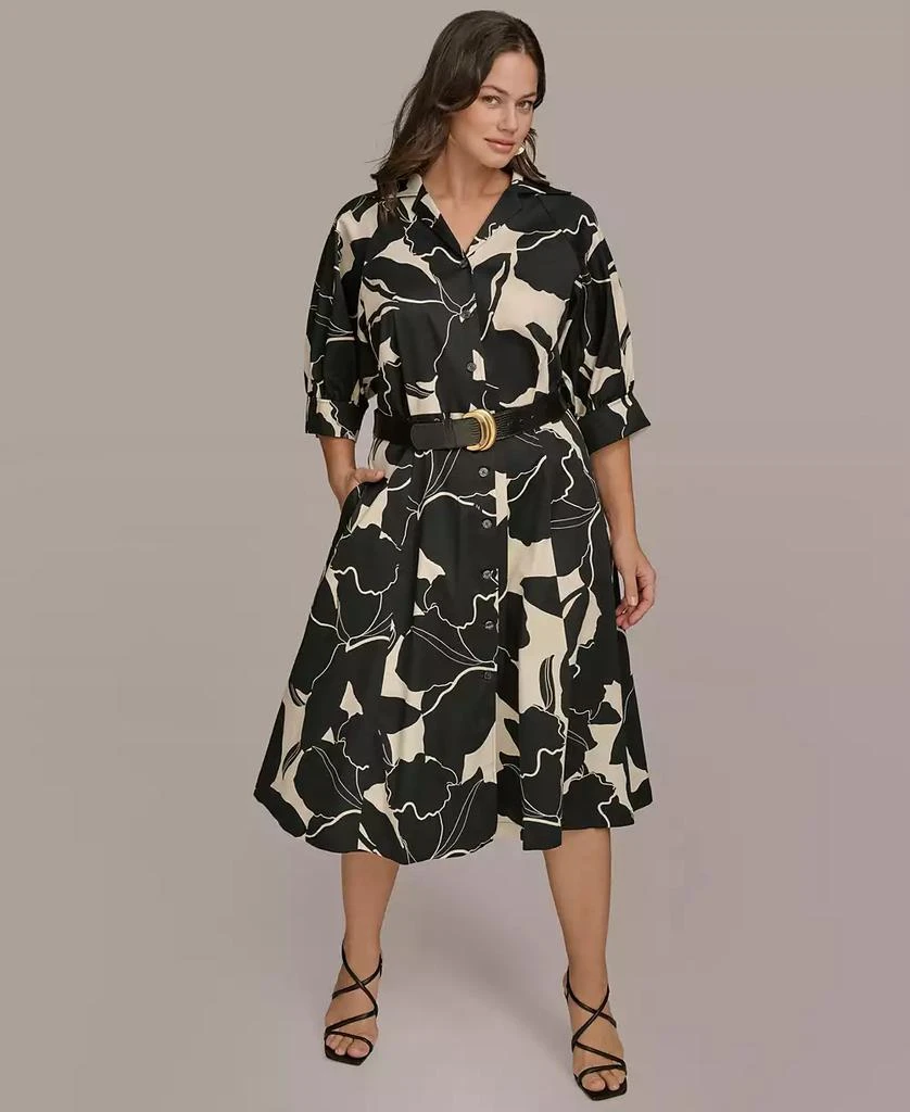 Donna Karan Plus Size Printed Belted Shirtdress 1
