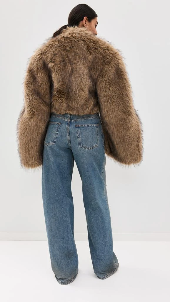 AWAKE MODE Rounded Sleeve Cropped Faux Fur Jacket 2