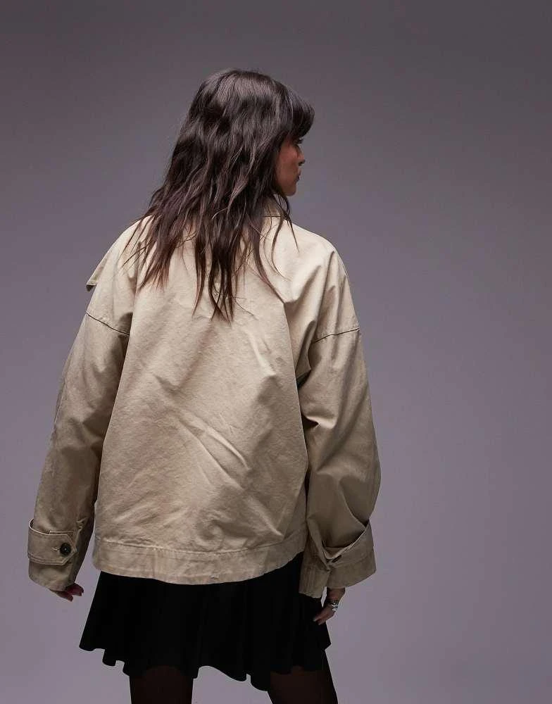 Mango Mango cropped oversized trench coat in beige 4
