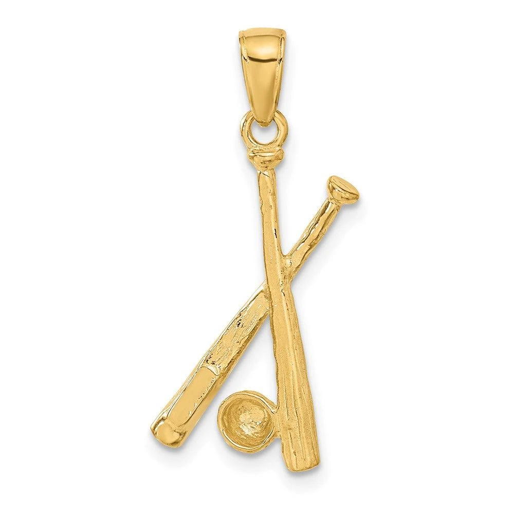 Diamond2Deal 10k Yellow Gold Polished Open-Backed Bats Baseball Pendant 4