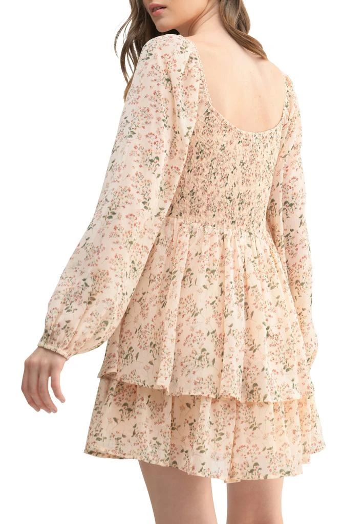 Lush Floral Tiered Long Sleeve Dress 2