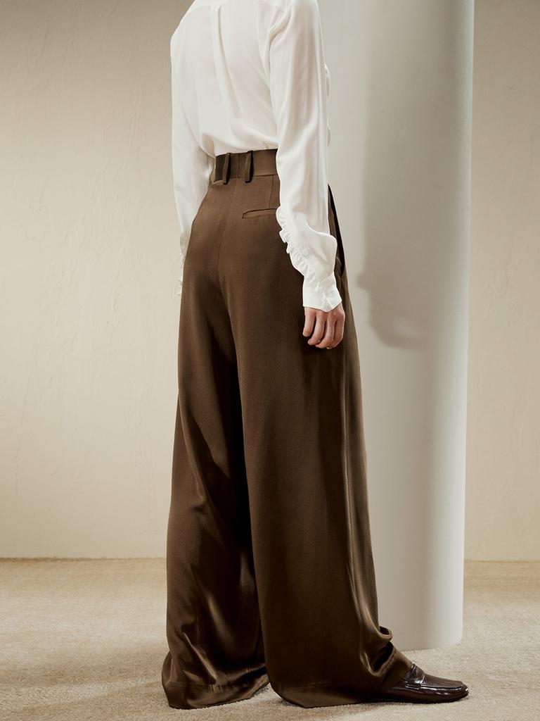 LILYSILK High-Waisted Wide Leg Dense Silk Pants for Women