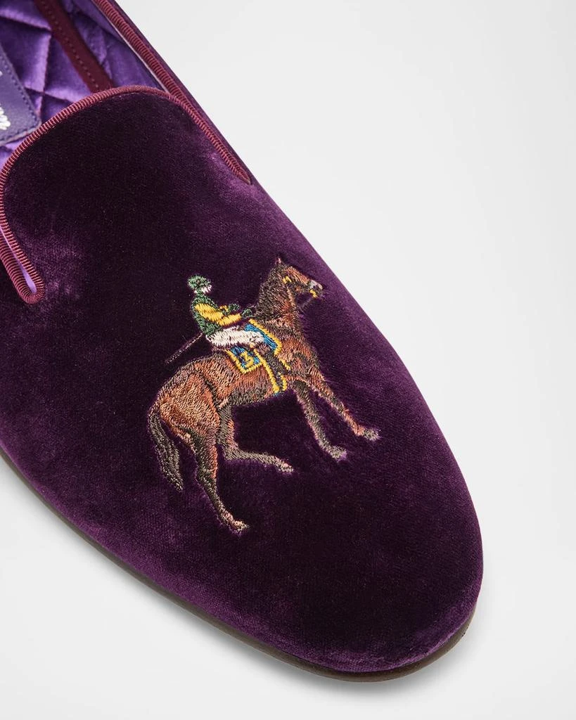 Ralph Lauren Men's Alonzo Embroidered Velvet Slippers 5